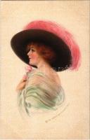 Lady in fashion hat. The Gibson Art Company, artist signed