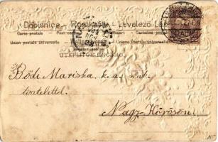 1901 Floral Art Nouveau Emb. litho greeting card (ázott sarkak / wet corners)