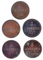 1851B 1kr Cu (5x) T:2,2- patina