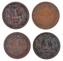 1868KB 1kr Cu "Angyalos címer" (4x) T:2-3 
Adamo M4.1