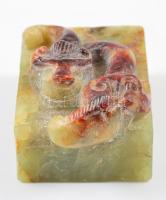 Kínai jáde kő pecsétnyomó, faragott, szalamandra figurával / Chinese jade seal maker.Salamander 4x2,5 cm