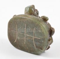 Kínai jáde kő pecsétnyomó, faragott, szalamandra figurával / Chinese jade seal maker.Salamander 4,5x...