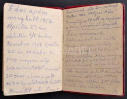 1955-1956 Zsebnaptár, benne néhány oldal érdekes személyes feljegyzéssel, rövid utalással az október...