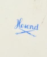 Herendi csipkebogyó mintás tálka, kézzel festett, jelzett, apró kopás nyomokkal, 13,5×9 cm