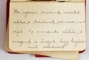 cca 1900 Régi kisméretű notesz különféle idézetekkel, bejegyzésekkel