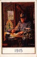 A K.u.K. hadsereg katonája 1915 karácsonyán levelet ír / WWI Austro-Hungarian military, soldier writing letters on Christmas Eve of 1915, Franz Joseph s: Kuderna (EK)