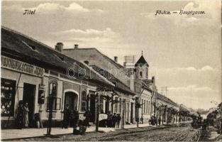 Titel, Fő utca, Nonnenmacher Jenő üzlete, gyógyszertár. Nonnenmacher Ede és fia kiadása / main street, shop, pharmacy (EK)