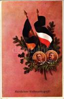 Herzlichen Weihnachtsgruß! / WWI Austro-Hungarian K.u.K. and German military, Field Marshals Conrad von Hötzendorf and Paul von Hindenburg, Christmas greeting Viribus Unitis propaganda. O.K.W. 4016.