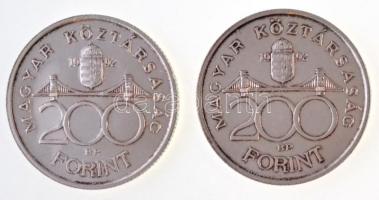 1992. 200Ft Ag "MNB" (2x) T:1-,2