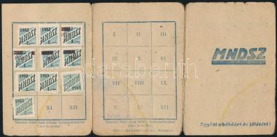 1951 MNDSZ (Magyar Nők Demokratikus Szövetsége) tagsági könyve tagsági bélyegekkel