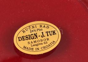 Jelzett (Design.J.TUk) horvát ólomkristály tál, metszett, hibátlan, eredeti donozában, d:19,5 cm