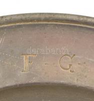 cca 1800 monogramos ón tál, jelzett, d:30,5 cm