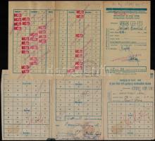 6 db Szakszervezeti Társadalombiztosítási Központ bélyeglap, összesen 159 db bélyeggel (1953, 1955, 1956, 2 x 1966, 1974)