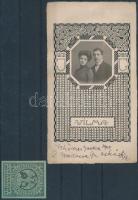 1909 Esküvői kép, hátoldalán ismert személyek aláírásaival, hozzá egy aranylakodalomról szóló levélzáróval