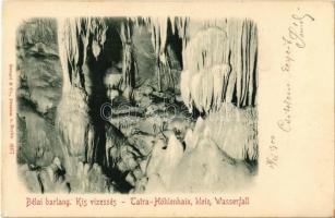1900 Tátra, Tatry; Bélai-barlang, kis vízesés / Höhlenhain, klein. Wasserfall / Belianska jaskyna, cave, small waterfall