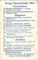 Kriegs-Speisenkarte 1914. des Gasthauses z. Bundestreue / WWI Austro-Hungarian and German military humour, war menu (EB)