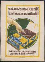 cca 1930 Szent István cikória kávé kisplakát negatív nyomata, Globus Nyomda, 24×17 cm