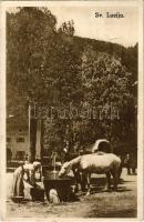 Lucija, Sv. Lucija; main square, drinking horses