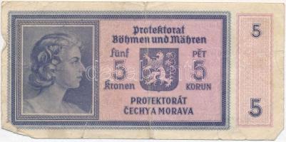 Német Harmadik Birodalom / Cseh-Morva Protektorátus 1940. 5K T:III-
German Third Reich / Protectora...