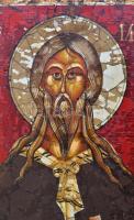 Szent Illés antikizált modern ikon, kézzel festett fa tábla, 37×25 cm