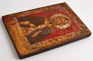 Szent Illés antikizált modern ikon, kézzel festett fa tábla, 37×25 cm