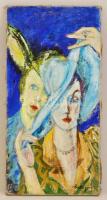 Batthyány jelzéssel: Kalapos hölgyek. Olaj, vászon, 60×30 cm