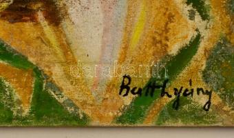 Batthyány jelzéssel: Kalapos hölgyek. Olaj, vászon, 60×30 cm