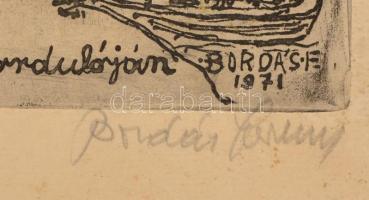 Bordás Ferenc (1911-1982): Gondolatok Dürerről. Rézkarc, papír-karton, foltos,  jelzett, keretben, 4...