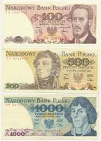 Lengyelország 1982. 500Zl + 1000Zl + 1988. 100Zl T:I-,III szép papír Poland 1982. 500 Zlotych + 1000 Zlotych + 1988. 100 Zlotych C:AU,F fine paper
