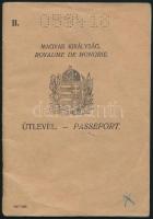 1930-1931 Magyar királyság fényképes útlevele Almássy András szabó mester részére, csehszlovák bejeg...