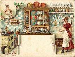 Kitchen equipment advertising Art Nouveau card (non PC) (tears)