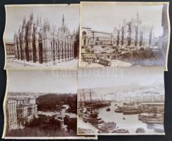 cca 1900 Milano, Genova 4 db nagyméretű fotó / 12 photos 24x18 cm
