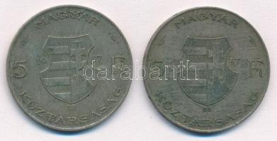 1947. 5Ft Ag "Kossuth" (2x) T:2- patina
Adamo F8.1