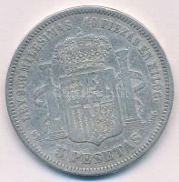 Spanyolország 1871SD-M 5P Ag "I. Amadé" T:3 ph.
Spain 1871SD-M 5 Pesetas Ag "Amadeo ...