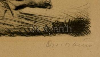 Carl Joseph Bauer (1895-1989): Kísértés. Rézkarc, papír, jelzett, üvegezett keretben, 25×21 cm