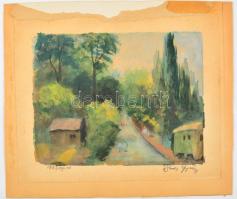 Boros György (1955-2005) : Út az erdő felé. Akvarell, papír, jelzett, 17×23 cm