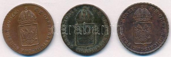 1816B 1kr Cu + 1816G 1kr Cu + Ausztria 1816A 1kr Cu T:2,2-
