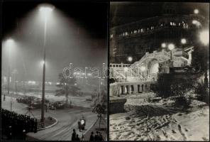 cca 1938 és 1969 között készült, 9 db vintage fotó az éjszakai Budapestről, 6x9 cm és 24x18 cm közöt...