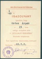 1969 Szolgálati érdemérem tokban, adományozó oklevéllel és igazolvánnyal
