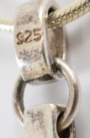 Ezüst(Ag) kígyó nyaklánc, köves kereszt függővel, jelzett, állítható hosszúság: 45-50 cm, 5,7×2,5 cm...