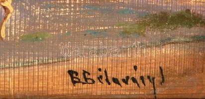 Burchard jelzéssel: Enteriőr. Olaj (festék kopással), karton, jelzett, keretben, 25×35 cm