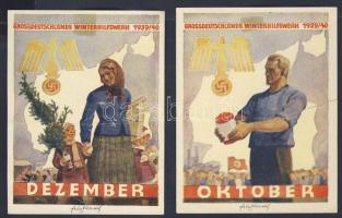 1939/40 2db Nemzetiszocialista propaganda falragasz Winterhilfswerk 9x11cm (egy-egy szakadás)
