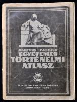 1935 Barthos-Kurucz: Egyetemes Történelmi Atlasz. Bp., M. Kir. Állami Térképészet, 40 p. Papírkötésben, javított kötéssel, gerinccel, kopott borítóval.