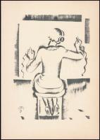 Molnár C. Pál (1894-1981): Telefonos kisasszony, kis szériás ofszet, papír, 30×21 cm