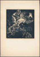 Buday György (1907-1990) Angyalok és démonok. Fametszet, papír, jelzett a metszeten, papírra ragasztva, 15×14,5 cm