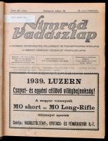 1941-1944 Nimród vadászlap több száma, egybekötve: 1941 II. (XXIX.) évf. 20. szám, 1943 IV. (XXXI.) évf. 14-32.,34-36. számok, 1944. V. (XXXII.) évf. 1-22., 24-35. számok. (Egybekötve.) Kissé kopottas félvászon-kötésben.