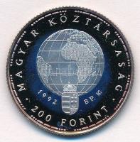 1992. 200Ft Ag "Veszélyeztetett állatvilág - Gólya" T:PP patina Adamo EM126