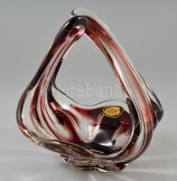 Lux Glass asztali dísztál, anyagában színezett, matricával jelzett, kis kopásnyommal, m: 24 cm