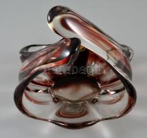 Lux Glass asztali dísztál, anyagában színezett, matricával jelzett, kis kopásnyommal, m: 24 cm