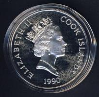 Cook szigetek 1990. 50$ Ag "Amerika 500 éve-Sir Francis Drake, hajó" T:PP